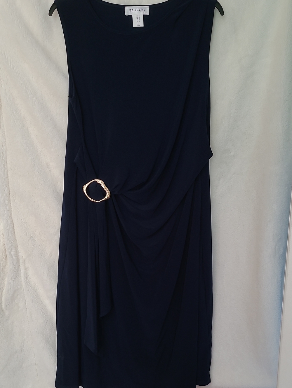 Bailey 44 Navy Sleeveless Midi Dress with Gold Accent Ring